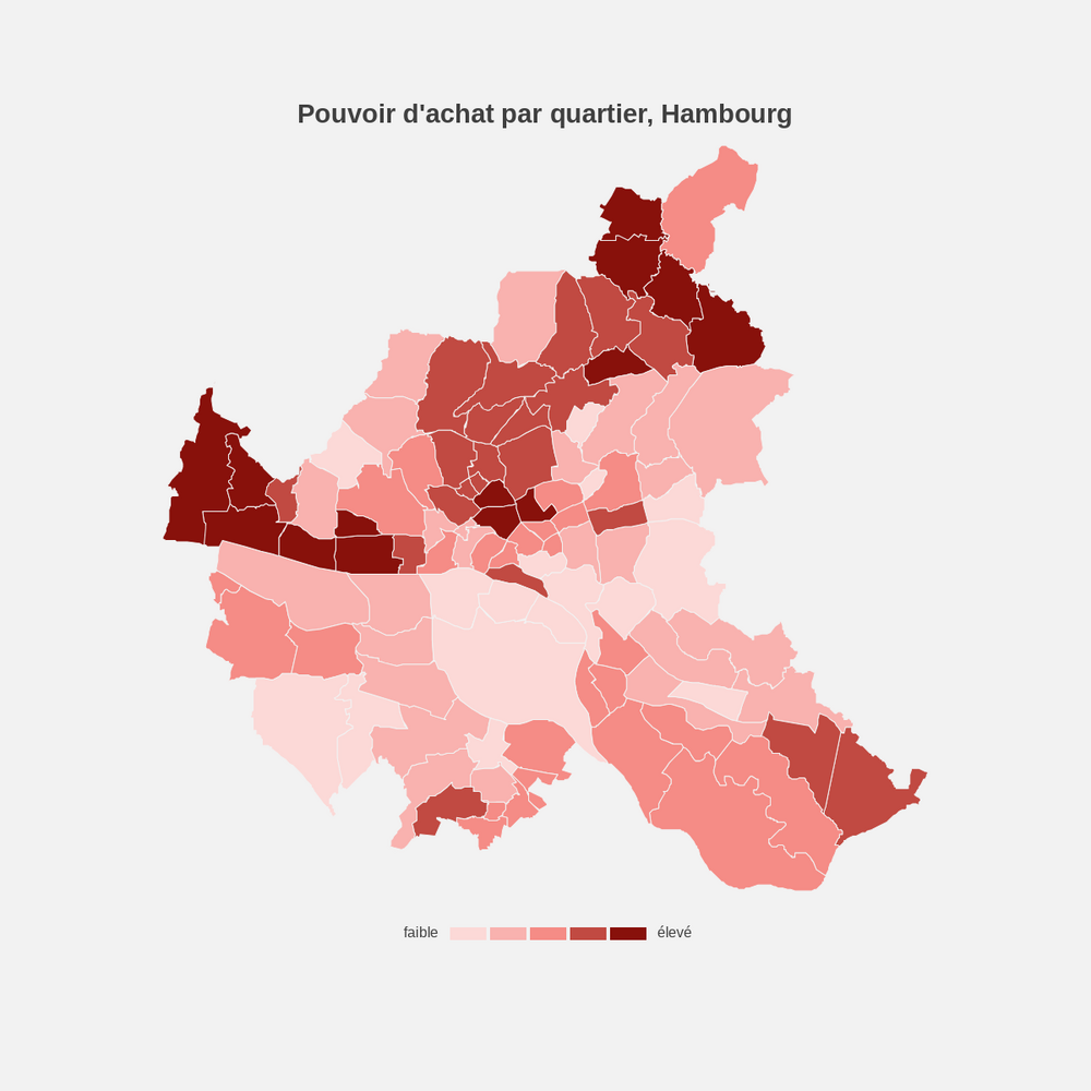 Carte du pouvoir d'achat par quartier à Hambourg